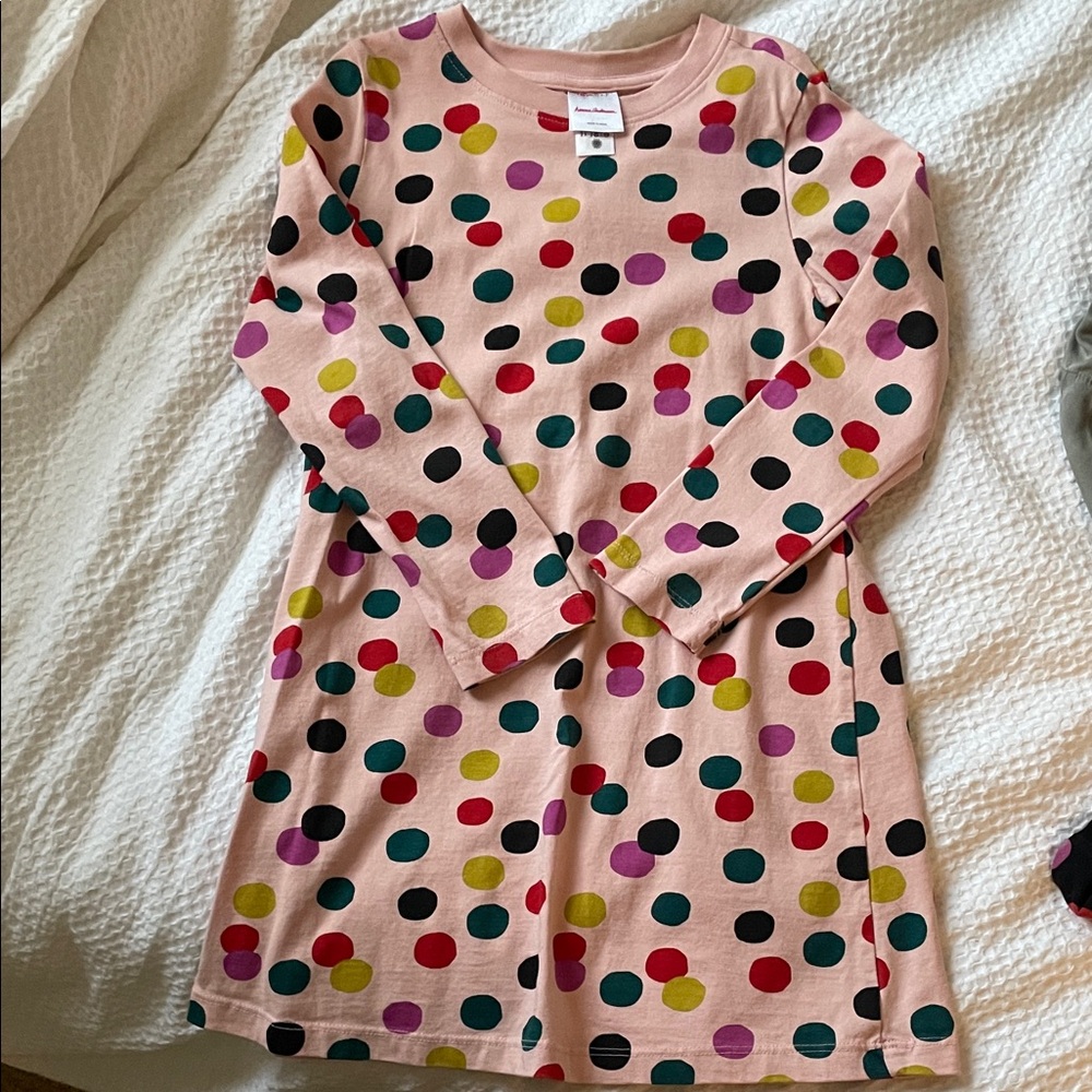 Hanna Andersson Pink Polka Dot Kids Dress Size 6-7
